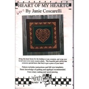 Heart of My Heart Quilt Pattern‎ Janie Coscarelli 1/4 Inch Designs Vintage 1995